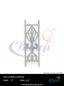 Rampe en fonte de fer moulée au sable, hautement polie, grise, robuste, design ornemental moderne, balcon, balustre, escalier, sans cadre - Product Image 3