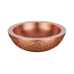 Fresh Arrival Oval Hammered Copper <b>Bathroom</b> <b>Sink</b> Rustic Farmhouse Vanity Antique Finish Handcrafted Customized Size Shape - Product Image 3