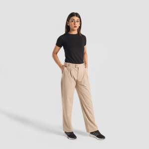 Pantalones Aristoflex - 100% Algodón, Tejido Twill Beige, Ligeros, Impermeables, Talla XL, Cintura Elástica, Decorados, Corte Recto, para Verano - Product Image 4