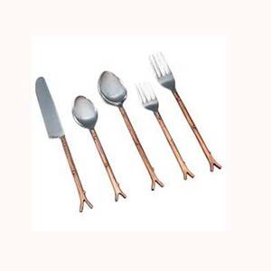 Ensemble plaqué argent royal de haute qualité avec ensemble de couverts modernes au design de brindille rustique en or rose - Product Image 1