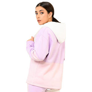 Chándal de invierno de algodón 100% con estampado de logotipo personalizado para mujer con capucha con parches de panel transpirables patrón sólido OEM para adultos - Product Image 3