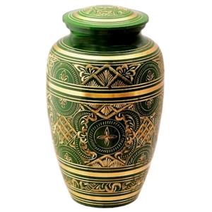 Urnas de cremación para adultos de latón de alta calidad con flores y hojas grabadas urnas funerarias de Metal con acabado de Color dorado y negro - Product Image 6