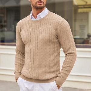 Pull en maille torsadée pour homme, col montant boutonné, décontracté, manches longues, tricot d'hiver pour l'automne et l'hiver, devant ODM - Product Image 2