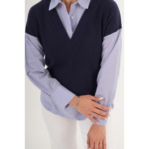 Blusa Azul Marino de Moda para Mujer con Detalle de Camisa, Accesorio de Moda al por Mayor - Product Image 2