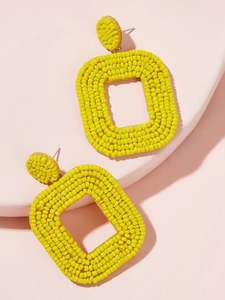 Pendientes florales con cuentas, diseño de hojas y flores bordadas con cuentas de vidrio en colores naranja, rosa y verde, para fiestas, bodas, regalo, joyería para mujer - Product Image 2