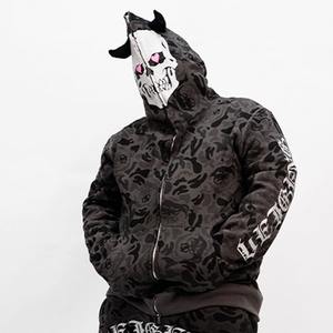 Wholesale Hot selling New latest fashionable puff Print Mens Casual Street wear Raw Hem <b>Graphic</b> <b>zip</b> <b>up</b> <b>Hoodies</b> - Product Image 4