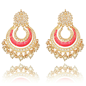 Boucles d'oreilles pendantes chandelier pour femme, plaquées or, ornées de cristaux et de perles en strass, base en alliage de zinc durable, forme géométrique - Product Image 1