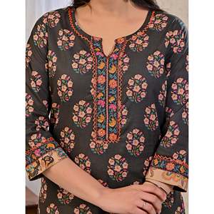 Conjunto de Salwar de Algodón Estampado Black Butta con Dupatta de Mulmul, Estilo Étnico Indio para Fiesta, Tela de Red Cosida - Product Image 2