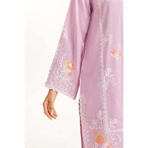 Ensemble coordonné bohème violet clair en tissu poly slub brodé pour femme, tenue 2 pièces printemps/été, tailles XS XXS XL - Product Image 3