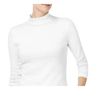 Maglia da donna in cotone a collo alto Charter Club, bianca, taglia media - Product Image 2