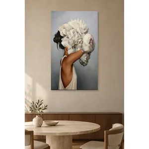 Impresión en lienzo de la figura de una mujer con peonía blanca de Fida - Product Image 1