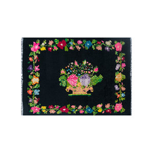 พรมขนสัตว์ถักมือสีเทาและสีดำ รุ่น Pae-1363 ลายดอกไม้และลวดลายนามธรรม พรมทอแบนจากเส้นใยปอกระเจา สำหรับตกแต่งบ้าน รูปทรงสี่เหลี่ยมผืนผ้า เหมาะสำหรับห้องโถงและทางเดิน - Product Image 1