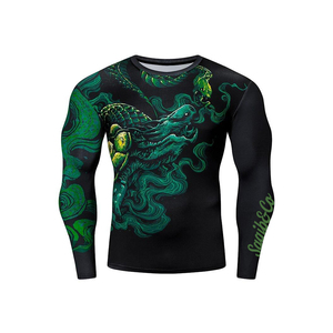 Black Green Compression Shirt, <b>Beast</b> Design BJJ <b>Gear</b>, Jiu Jitsu Rash Guard & NO GI Ranked Rash Guard For BJJ - Product Image 1
