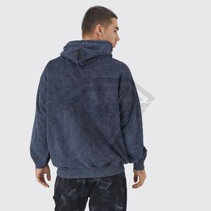 Pull-over à capuche délavé à l'acide en polaire française personnalisée de haute qualité Streetwear surdimensionné vintage Sweat-shirt d'hiver de conception OEM pour hommes - Product Image 3