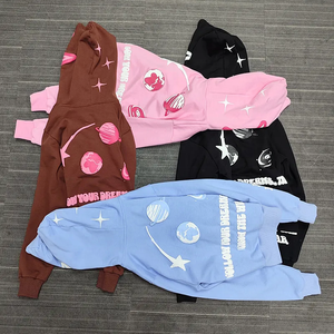 Ensembles pantalons de survêtement et sweat à capuche évasés à imprimé bouffant avec oreilles survêtement en coton épais survêtement évasé unisexe - Product Image 6