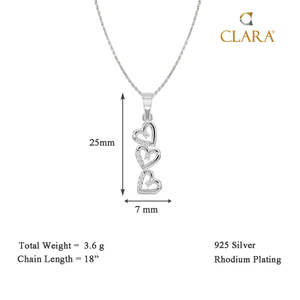 Compre Colgantes de Plata de Ley 925 de Primera Calidad para Mujeres y Niñas, Forma Geométrica de Corazón, Rodio con Topacio, Circonita, Diamante, en Caja - Product Image 4