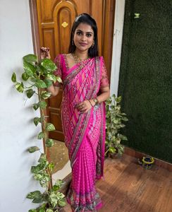 Phụ nữ Ấn Độ chinon voan lụa thiết kế Sari đẹp dân tộc Saree nặng và đẹp Bollywood Thiết kế xu hướng nhất Saree - Product Image 5