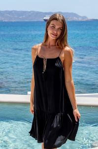 Vestido Mini de Mujer, Estilo Casual, con Bordado Intenso, Sin Mangas, Moda Primavera 2026, Estilo Vacacional, Color Negro - Product Image 3