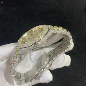 Elegant Full Iced Mechanical Automatic Stainless Steel <b>Watch</b> Featuring Moissanite Diamonds <b>for</b> Stunning Luxury Fashion High End - Product Image 1