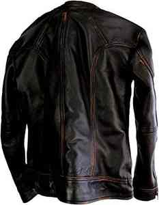 Luxury Classic <b>Men</b> 100% Genuine Leather Zipper Closure Vintage Style Cotton <b>Filling</b> Waterproof <b>Men</b> Leather <b>Jacket</b> - Product Image 5