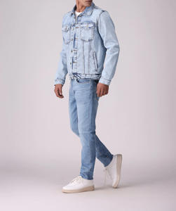 Chaquetas vaqueras con parches para hombre, ropa de calle azul deportiva de diseño elegante con logotipo personalizado, precio al por mayor - Product Image 5