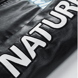 2024 derniers modèles personnalisés broderie Logo PU cuir hommes veste décontracté mode Street Style cuir Baseball veste pour hommes - Product Image 6