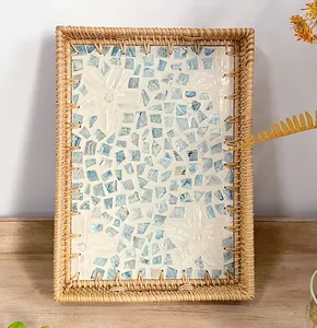 Vente en gros de plateau en rotin de haute qualité pour la décoration intérieure, plateau de service en nacre fabriqué à la main au Viet Nam - Product Image 2