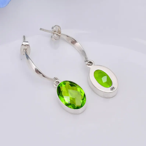 Precio de fábrica de alta calidad, piedra preciosa de Peridoto, pendiente colgante de gota de Plata de Ley 925, regalo hecho a mano para ella, venta al por mayor - Product Image 4