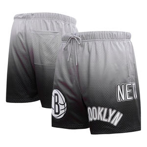 Pantalones cortos de baloncesto de malla degradada retro para hombre al por mayor negro/gris poliéster sólido estilo de calle cierre con cordón hecho en Pakistán - Product Image 1