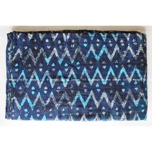 Hand Block Printed 100% Cotton Reversible <b>Kantha</b> <b>Throw</b> Ralli Bedcover Twin Size Bedding Blanket - Product Image 3