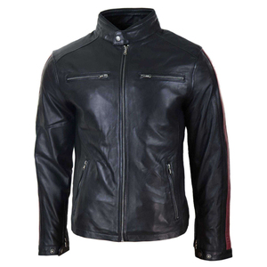 แจ็กเก็ตหนังสีดำสำหรับผู้ชาย - Product Image 6