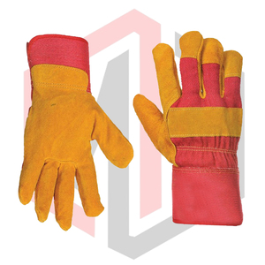 Guante de Trabajo Forrado de Lana, Cuero Vacuno, Puño Recto, Protección Completa para la Palma, Soldadura, Protección Laboral, Antiestático, Antideslizante, 11 oz - Product Image 3