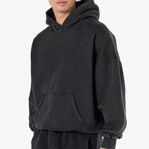 Sweat-shirt à capuche noir pour homme, pull oversize avec poche avant, matière épaisse, streetwear décontracté, sweats à capuche personnalisés - Product Image 5