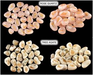 25pcs Naturel Sept Chakra Rune Ensembles Doré Gravé Symbole Reiki Tumbled Rune Guérison Cristal Lâche Cabochon Rouge Pierre Précieuse - Product Image 5