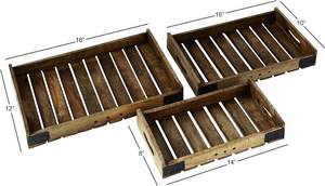 Juego de 3 bandejas de madera con asas, bandeja rodante redonda marrón para servir desayunos - Product Image 4