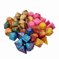 Ensemble de dés miniatures polyédriques carrés en acrylique - 7 pièces - Polymère écologique à effet tourbillon pour les jeux de DND/RPG