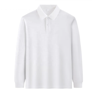Camiseta de polo informal bordada con logotipo personalizado para hombre, manga larga de punto transpirable, cuello de mano largo, Manga corta sólida Plus - Product Image 4