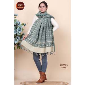 Women's Indian Ethnic Polywool <b>Shawl</b> Green Soft Warming Lightweight Luxurious for Winter Casual Festive Formal Occasions - Product Image 4