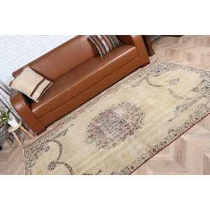 Turkish 4.3x7.7 ft Rug, Vintage Rug, <b>Brown</b> Oriental <b>Wool</b> Rug - Product Image 5