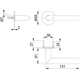 HOPPE Stockholm Stainless Steel Door Handle <b>Set</b> F69 with 8 Mm <b>Square</b> Spindle Rosettes - Product Image 3