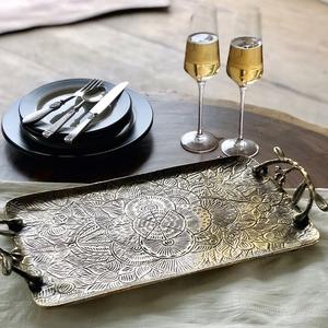 ถาดเสิร์ฟพร้อมสลักลายแมนดาลาอลูมิเนียมหรูหราทันสมัยของตกแต่งบ้านงานคริสต์มาสงานแต่งงานของขวัญวันขอบคุณพระเจ้า - Product Image 3