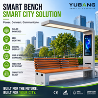 Banc solaire intelligent YUBANG pour l'extérieur - Éclairage LED sans fil et recharge USB, audio Bluetooth, étanche IP65 pour parcs et hôtels