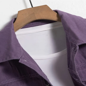 Chaqueta de mezclilla elástica para hombre de calidad premium 100% algodón, abrigo de moda de color brillante de verano de algodón suave - Product Image 3