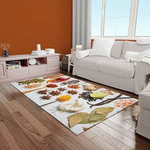 Tapis imprimé : Herbes médicinales, épices, salle à manger, cuisine, tapis moderne doux en chenille - Product Image 5