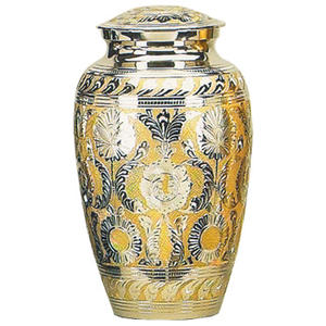 Urna de cremación para adultos Premium hecha a mano, ataúd Premium de metal plateado y dorado clásico, almacenamiento de cenizas notable para funerales - Product Image 1