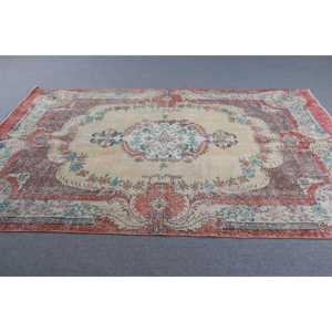 พรมวินเทจขนาดใหญ่ 5.9x9.4 ฟุต (180x285 ซม.) พรมลายทางสีแดงสไตล์ตุรกี - Product Image 3