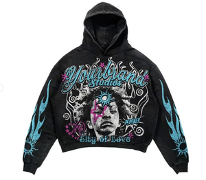 Sweat à capuche personnalisé imprimé Dtg surdimensionné de meilleure qualité pour hommes en détresse déchiré bord brut sweat à capuche graphique en éponge française - Product Image 4