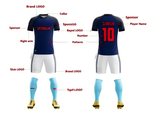 JY en Stock - Envío en 4 Días |   Uniforme de Fútbol Personalizado, Conjunto de Camiseta y Pantalones Cortos de Fútbol Económicos, 100% Poliéster de Secado Rápido - Product Image 2