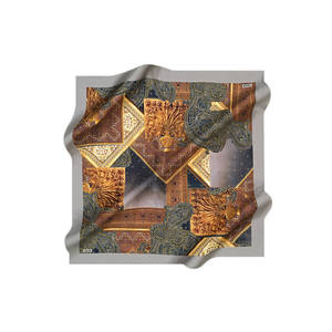 Brown Floral Patterned Polyester and Cotton Silk Twill <b>Square</b> <b>Scarf</b> - Product Image 1