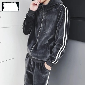 Survêtement en coton à fermeture éclair complète Jogger à capuche Ensemble de survêtements de jogging deux pièces Costumes de survêtement pour hommes - Product Image 2